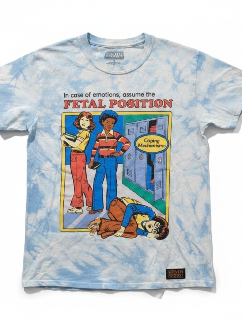 Steven Rhodes "Fetal Position" Tie-Dye Graphic Tee Sz S Coping Mechanisms